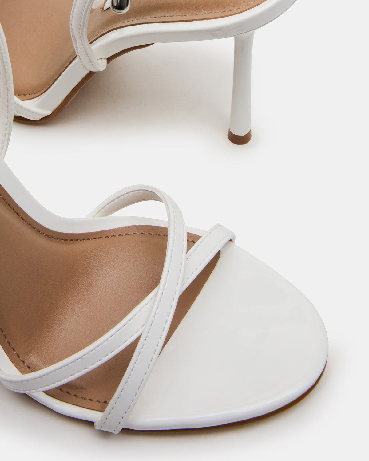 NERI White Patent Strappy Stiletto Round-Toe Women's Heel | Steve Madden