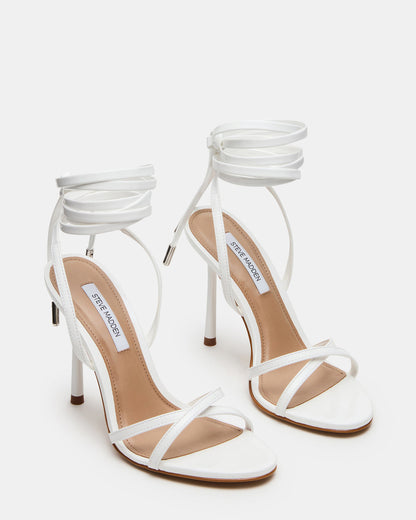 NERI White Patent Strappy Stiletto Round-Toe Women's Heel | Steve Madden
