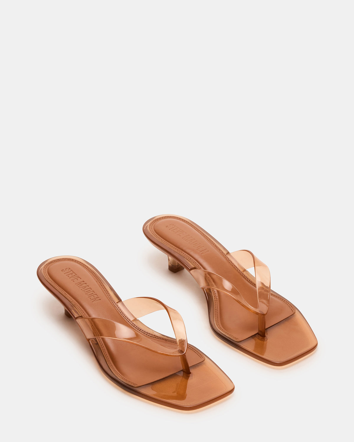 TRACIE Jelly Tan Thong Strap Women's Kitten Heel | Steve Madden