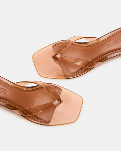 TRACIE Jelly Tan Thong Strap Women's Kitten Heel | Steve Madden
