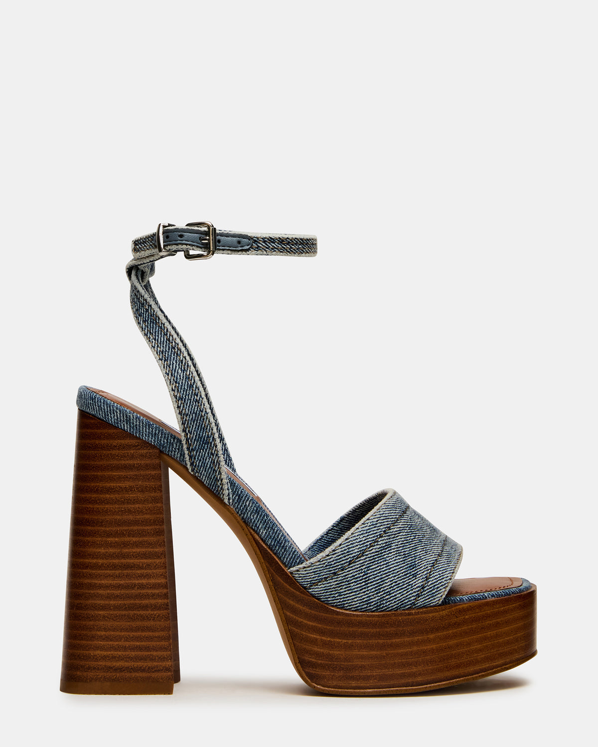 FLORIA Denim Square-Toe Block Heel Platform Women's Heel | Steve Madden
