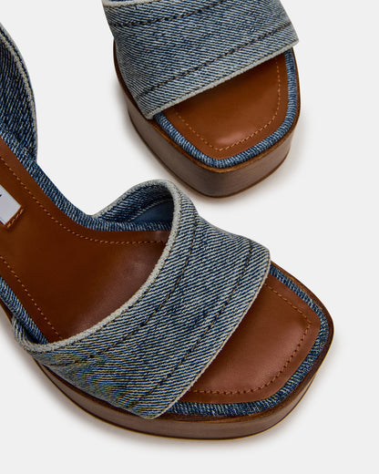 FLORIA Denim Square-Toe Block Heel Platform Women's Heel | Steve Madden
