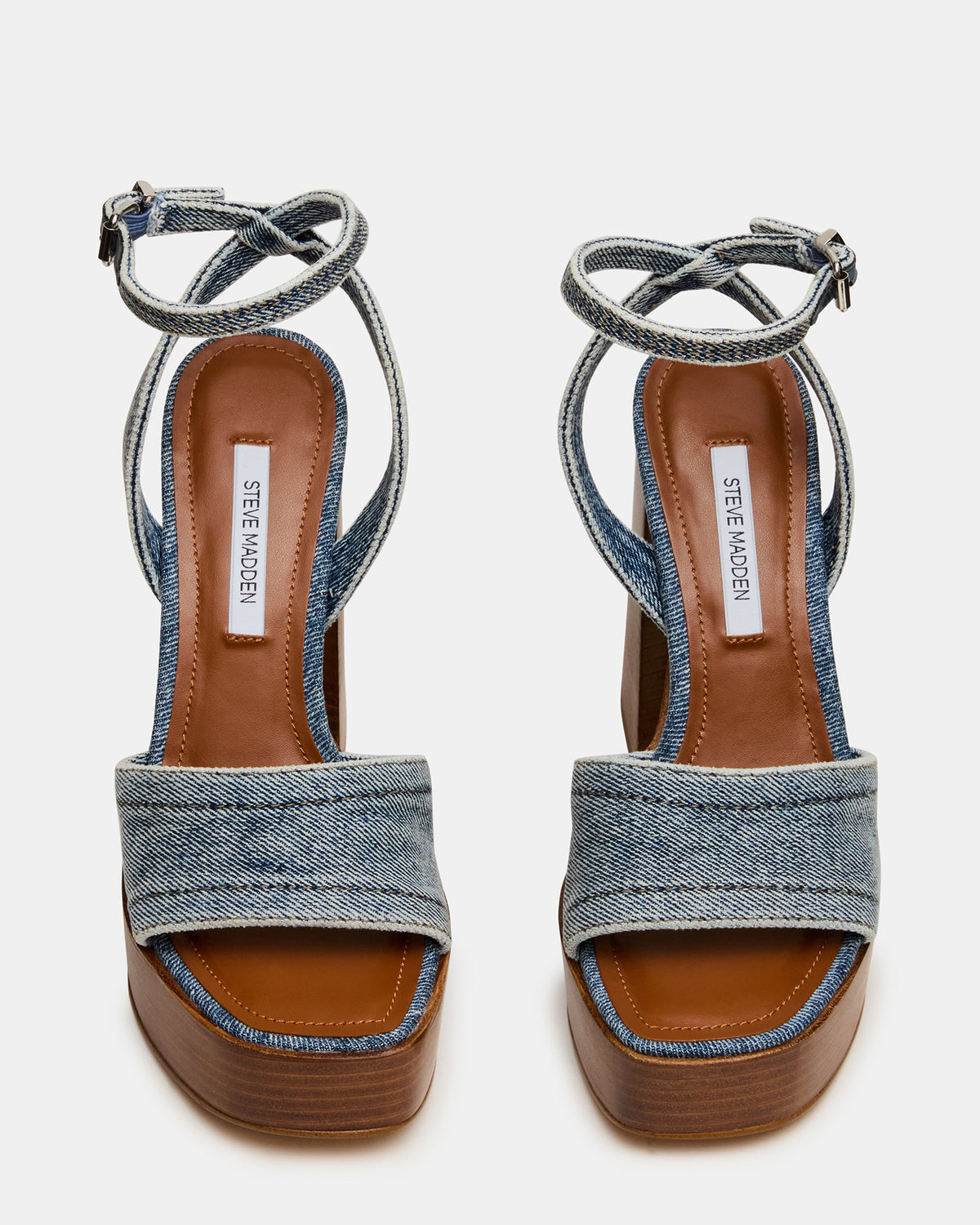 FLORIA Denim Square-Toe Block Heel Platform Women's Heel | Steve Madden