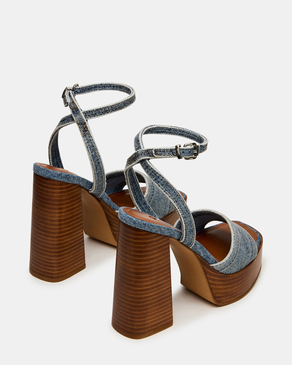 FLORIA Denim Square-Toe Block Heel Platform Women's Heel | Steve Madden