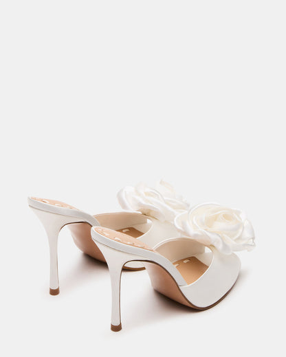 PRIYA Flower Ivory Satin Mule Women's Heel | Steve Madden