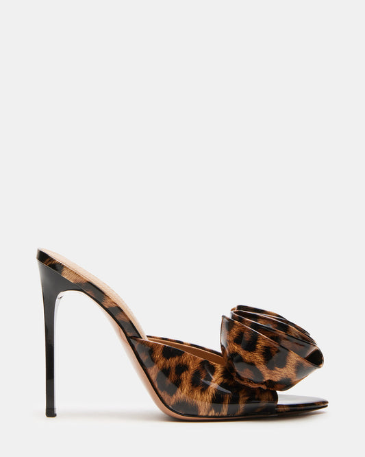 AFFINITY Leopard Patent Women's Multi Pointed-Toe Stiletto Mule Heel | Steve Madden