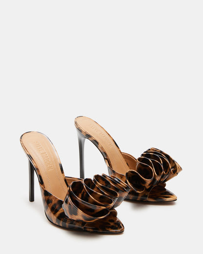 AFFINITY Leopard Patent Women's Multi Pointed-Toe Stiletto Mule Heel | Steve Madden
