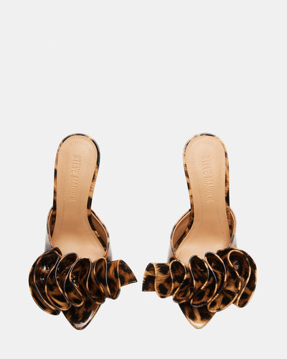 AFFINITY Leopard Patent Women's Multi Pointed-Toe Stiletto Mule Heel | Steve Madden