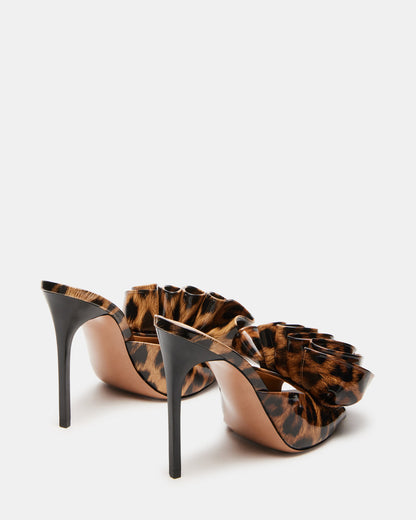 AFFINITY Leopard Patent Women's Multi Pointed-Toe Stiletto Mule Heel | Steve Madden