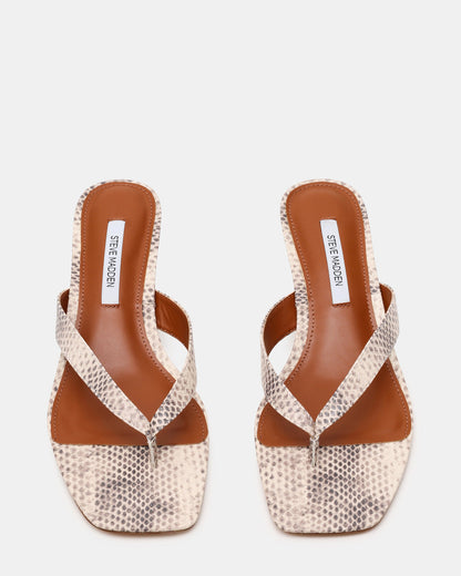 TRACIE Natural Snake Thong Strap Women's Kitten Heel | Steve Madden