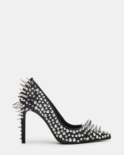 NOIR Black Stud Pointed-Toe Stiletto Pump Women's Heels | Steve Madden