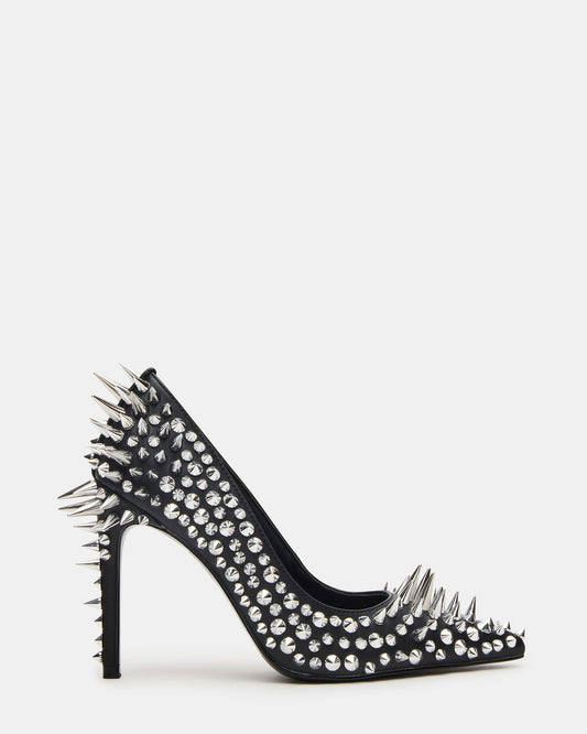 NOIR Black Stud Pointed-Toe Stiletto Pump Women's Heels | Steve Madden