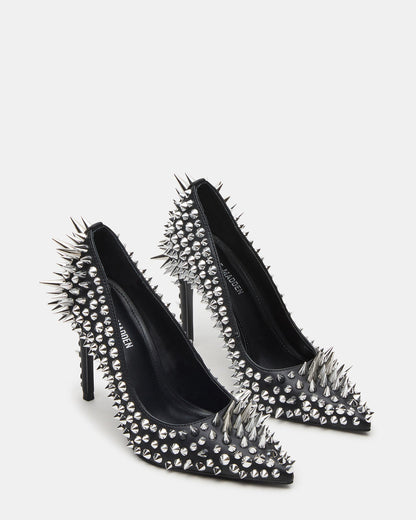 NOIR Black Stud Pointed-Toe Stiletto Pump Women's Heels | Steve Madden