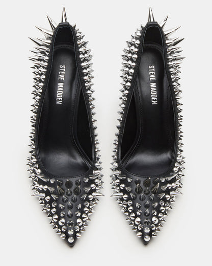 NOIR Black Stud Pointed-Toe Stiletto Pump Women's Heels | Steve Madden