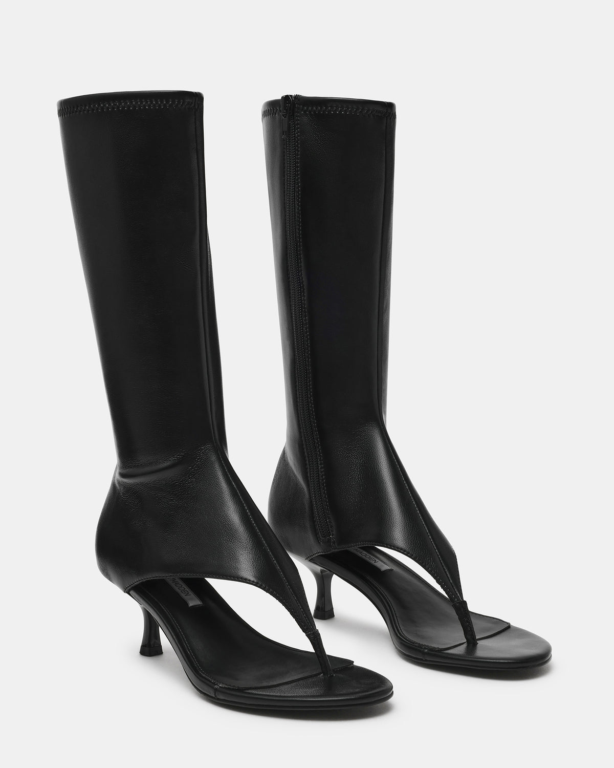 RELENTLESS Black Thong Open-Toe Boot Shaft Women's Heel | Steve Madden