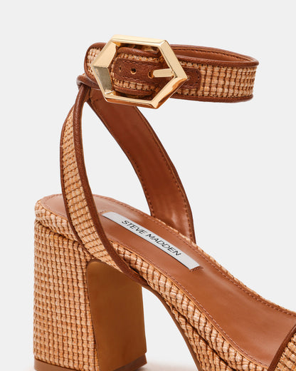 ELIDA Raffia Ankle Strap Platform Women's Block Heel | Steve Madden