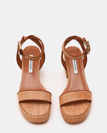 ELIDA Raffia Ankle Strap Platform Women's Block Heel | Steve Madden