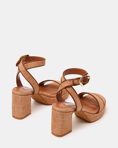 ELIDA Raffia Ankle Strap Platform Women's Block Heel | Steve Madden