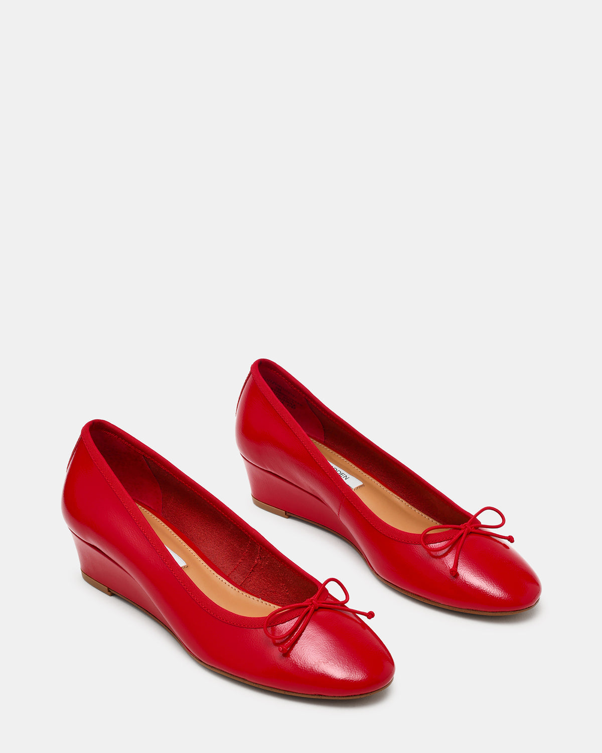 KLUTZY Red Patent Ballet Wedge Bow Round-Toe Women's Heel | Steve Madden