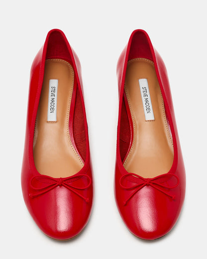 KLUTZY Red Patent Ballet Wedge Bow Round-Toe Women's Heel | Steve Madden