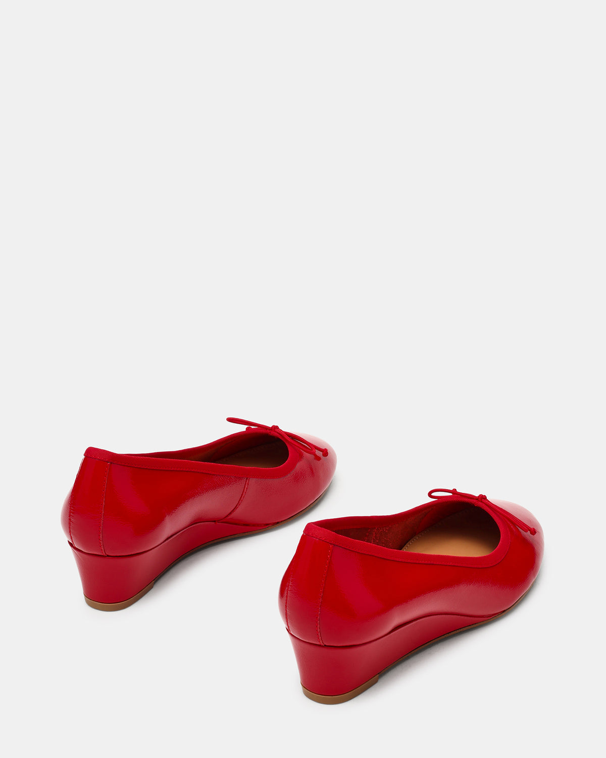 KLUTZY Red Patent Ballet Wedge Bow Round-Toe Women's Heel | Steve Madden
