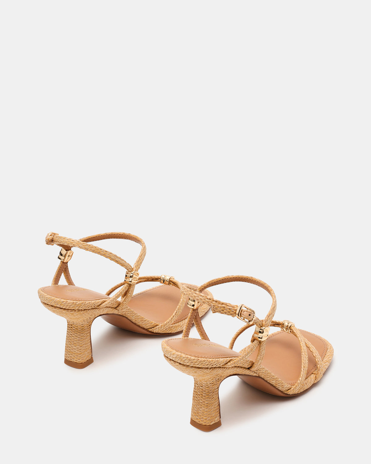 POSY Raffia Gold-Detail Strappy Square-Toe Women's Heel | Steve Madden