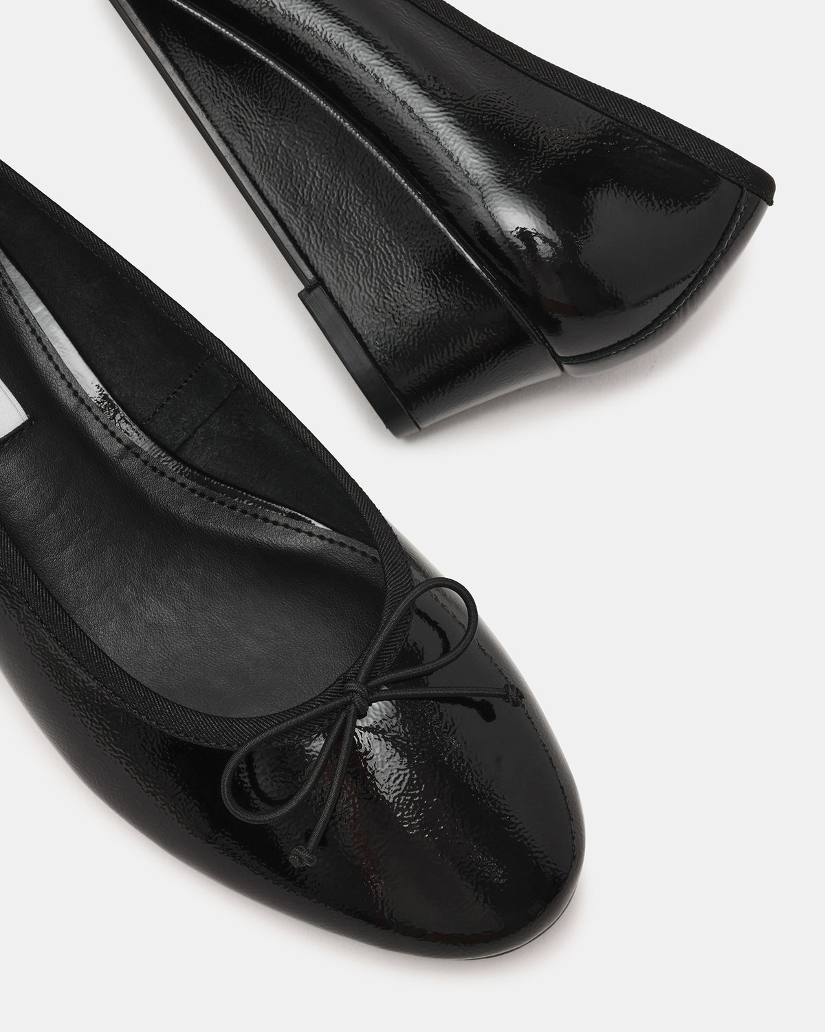 KLUTZY Black Patent Ballet Wedge Bow Round-Toe Women's Heel | Steve Madden