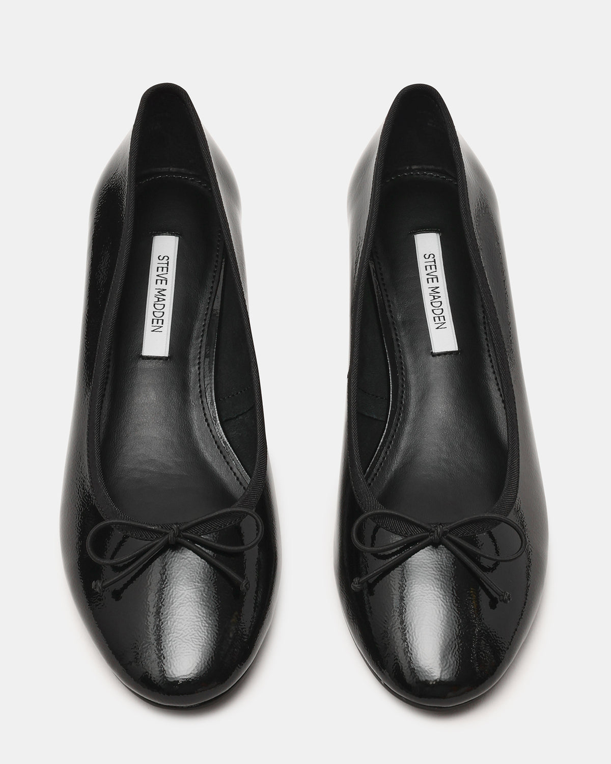 KLUTZY Black Patent Ballet Wedge Bow Round-Toe Women's Heel | Steve Madden