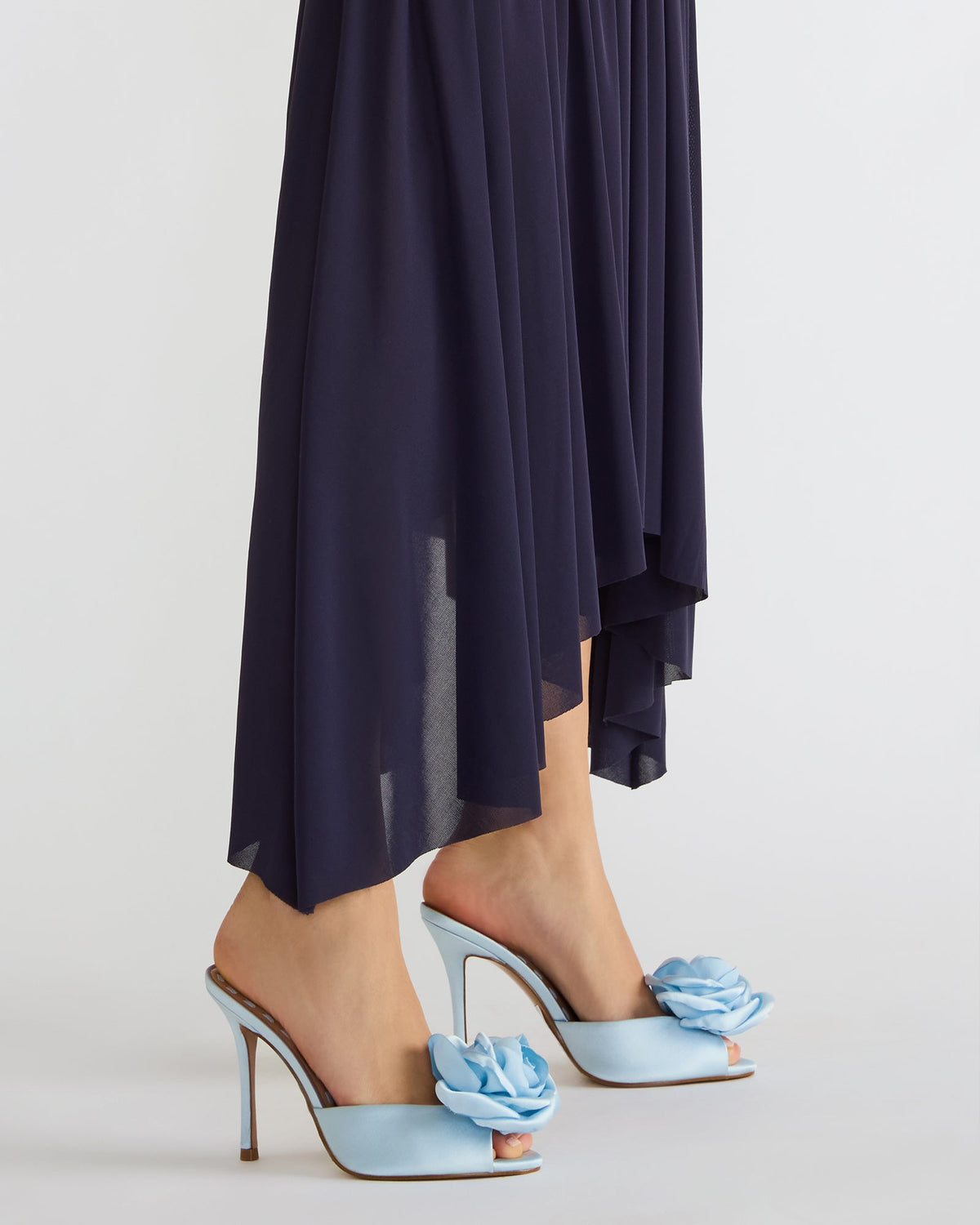 PRIYA Flower Blue Satin Mule Women's Heel | Steve Madden