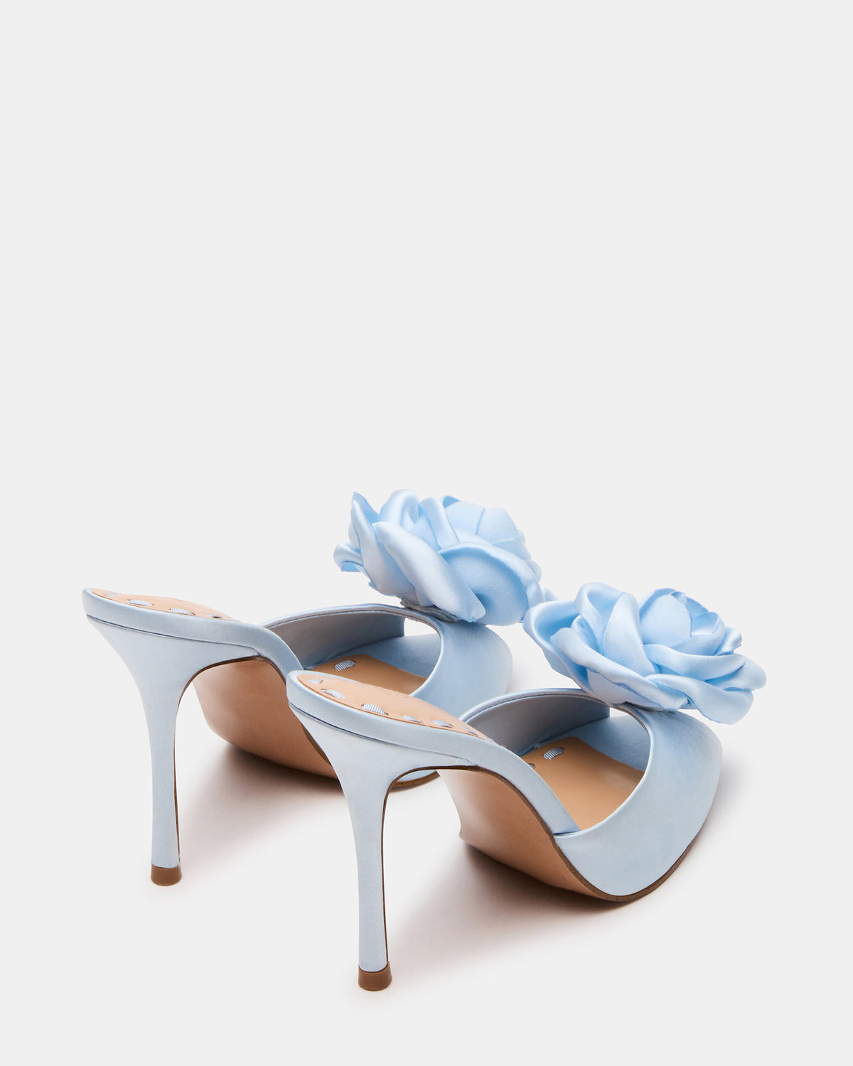 PRIYA Flower Blue Satin Mule Women's Heel | Steve Madden