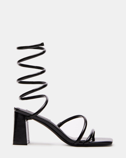 LOPEZ Black Women's Square Toe Strappy Heel | Steve Madden