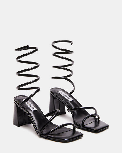 LOPEZ Black Women's Square Toe Strappy Heel | Steve Madden