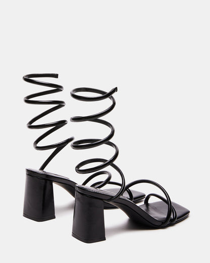 LOPEZ Black Women's Square Toe Strappy Heel | Steve Madden