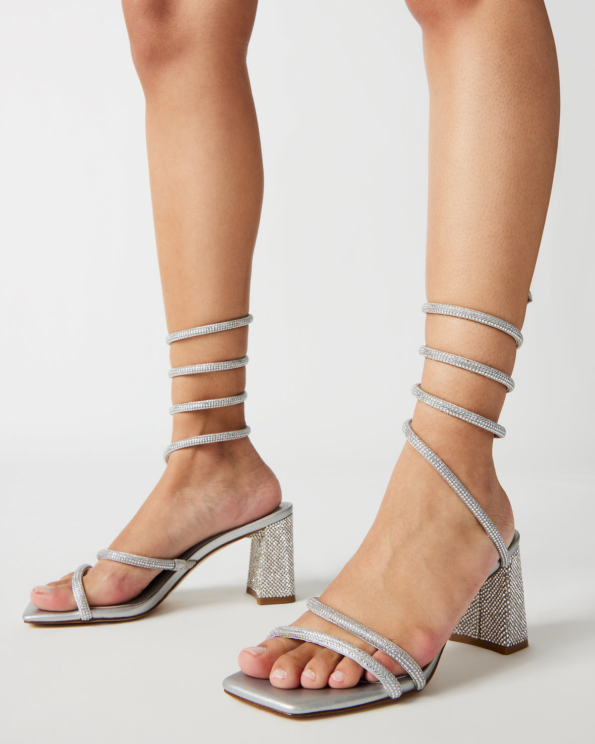 LOPEZ Black Women's Square Toe Strappy Heel | Steve Madden