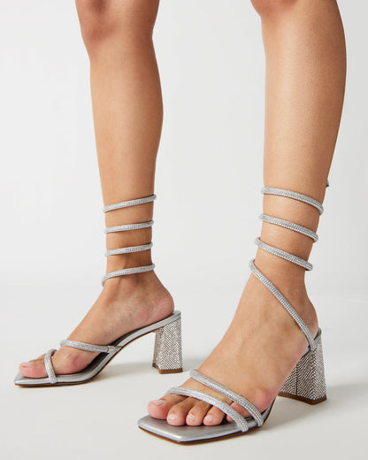 LOPEZ Black Women's Square Toe Strappy Heel | Steve Madden