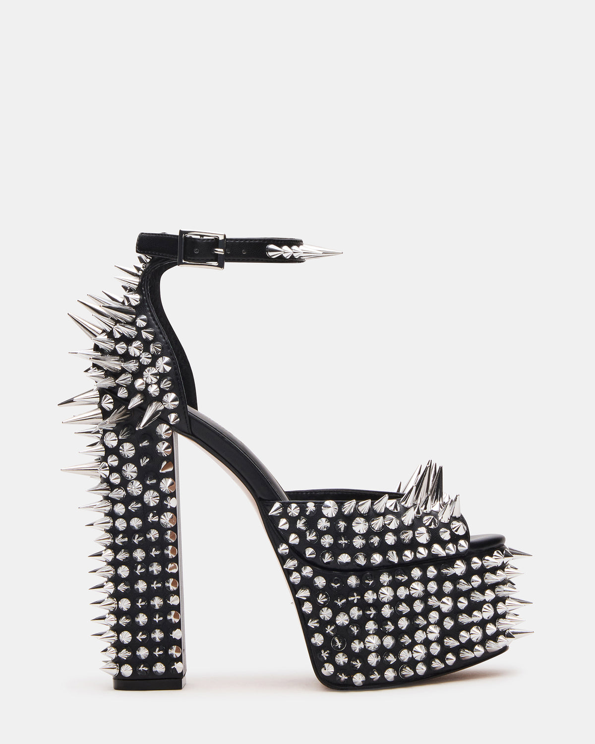 PUNK Black Platform Moto Block Heel Women's Heel | Steve Madden