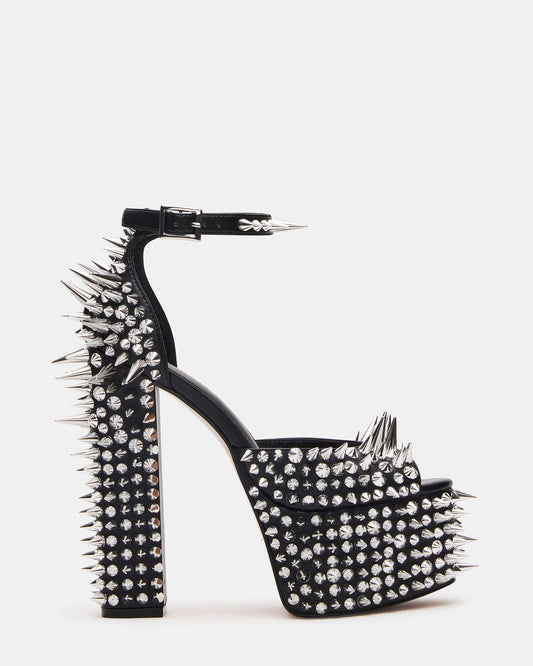 PUNK Black Platform Moto Block Heel Women's Heel | Steve Madden