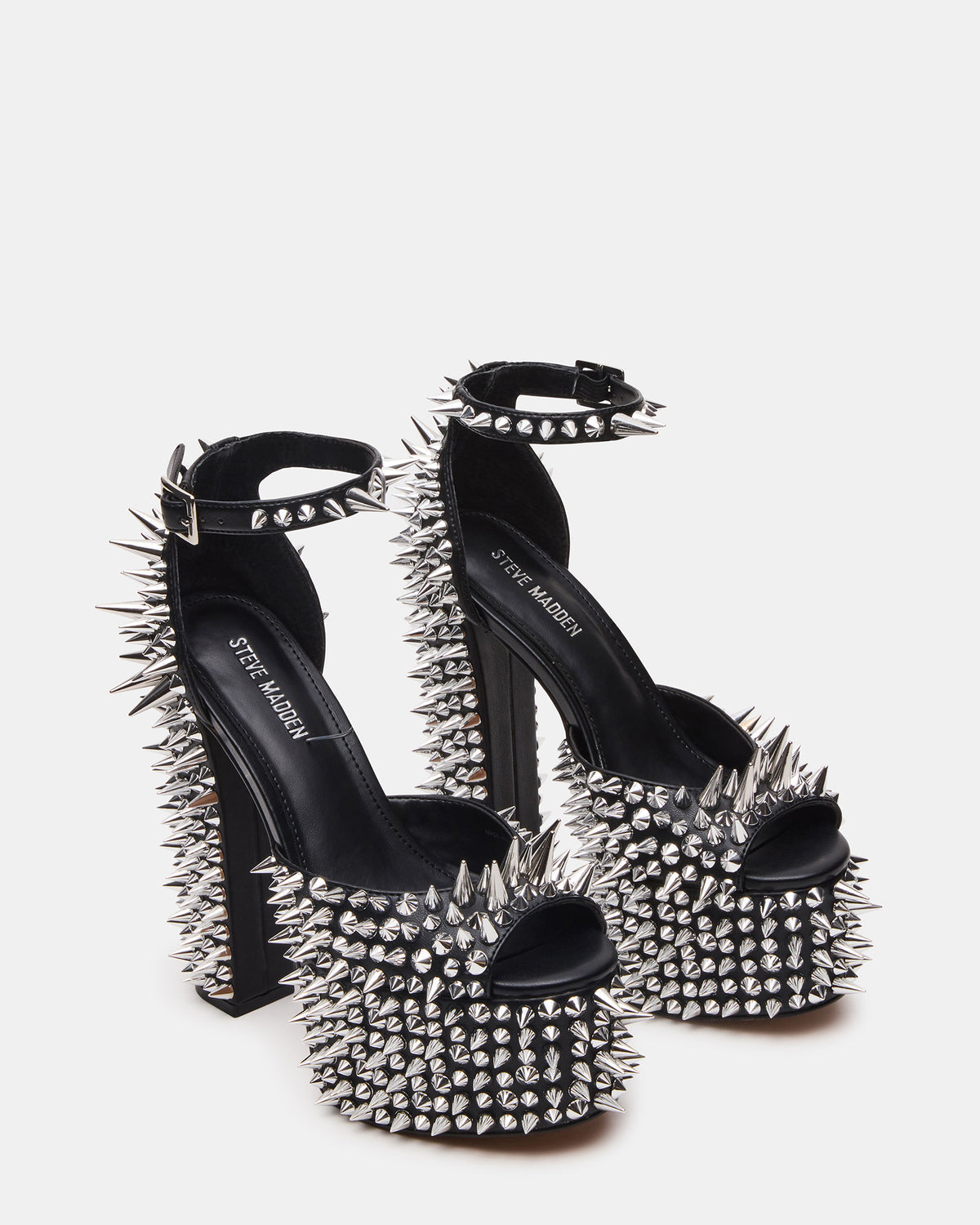 PUNK Black Platform Moto Block Heel Women's Heel | Steve Madden