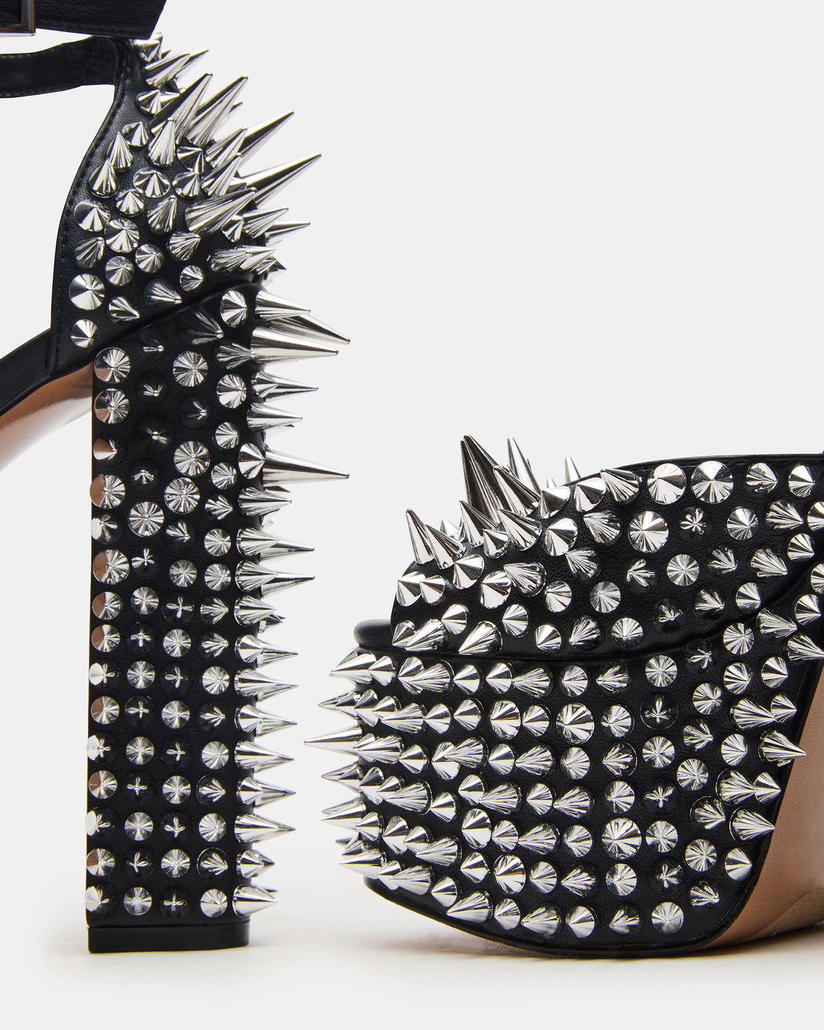 PUNK Black Platform Moto Block Heel Women's Heel | Steve Madden