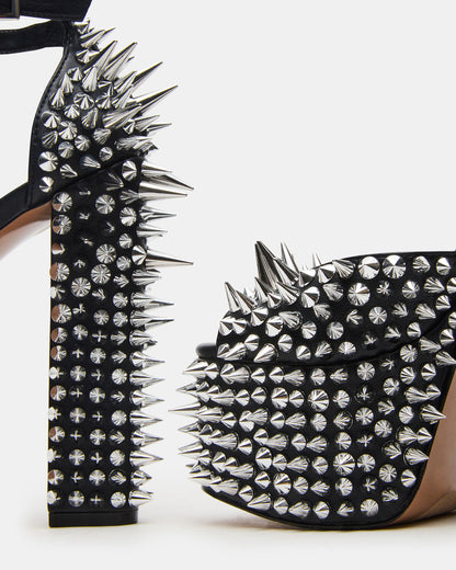 PUNK Black Platform Moto Block Heel Women's Heel | Steve Madden