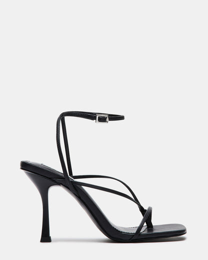 ANNIE Black Women's Strappy Square Toe Heel | Steve Madden