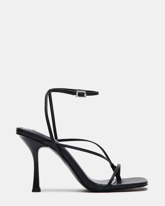 ANNIE Black Women's Strappy Square Toe Heel | Steve Madden