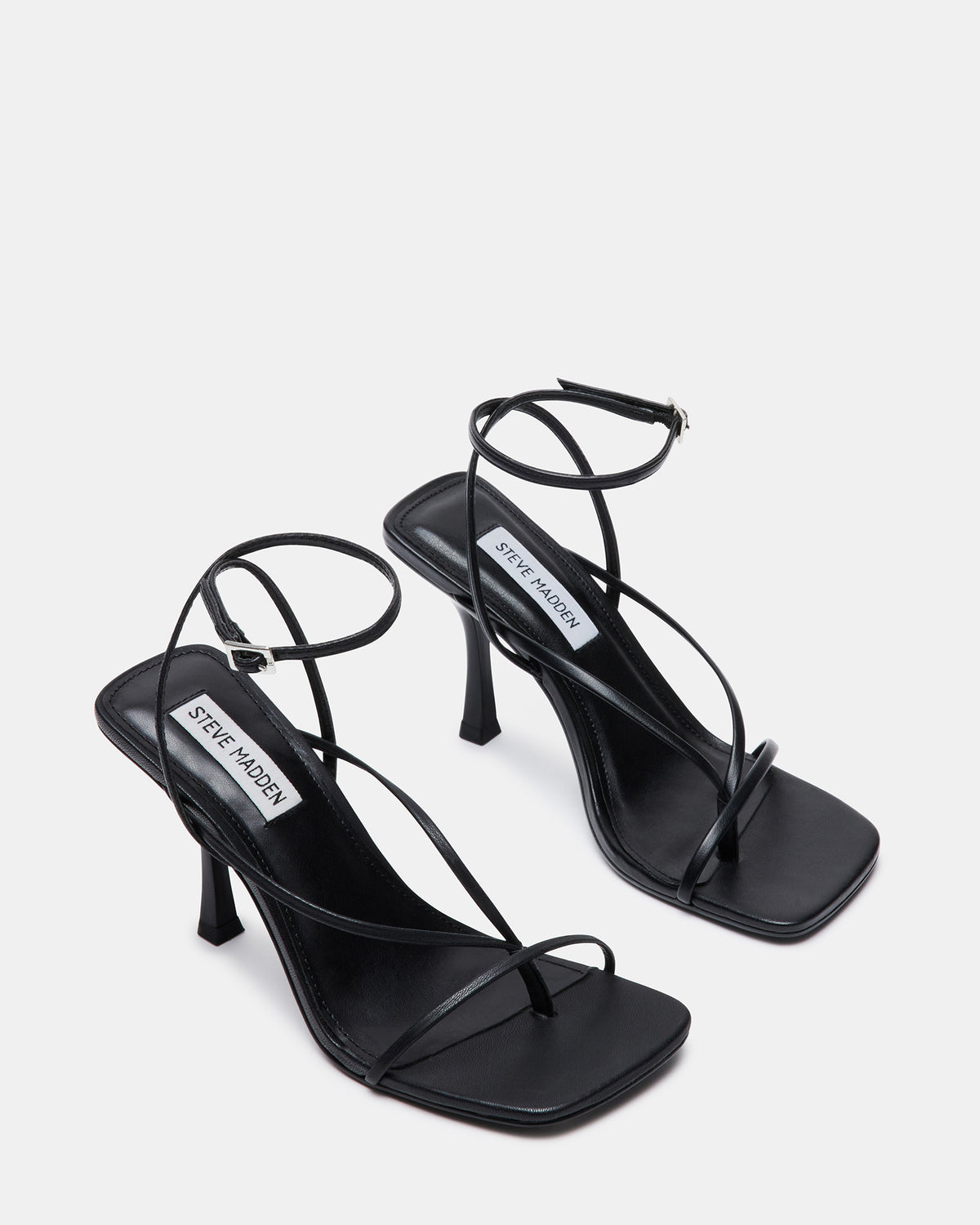 ANNIE Black Women's Strappy Square Toe Heel | Steve Madden