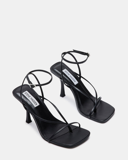 ANNIE Black Women's Strappy Square Toe Heel | Steve Madden