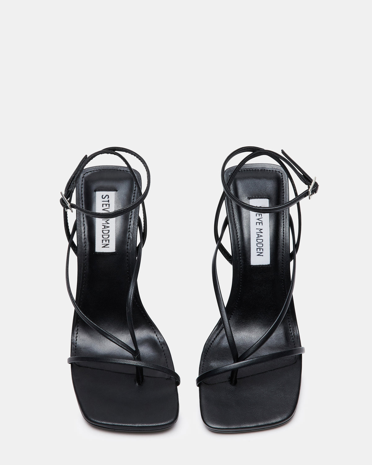 ANNIE Black Women's Strappy Square Toe Heel | Steve Madden