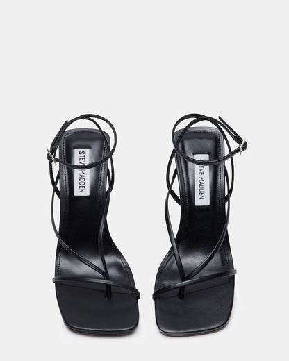 ANNIE Black Women's Strappy Square Toe Heel | Steve Madden