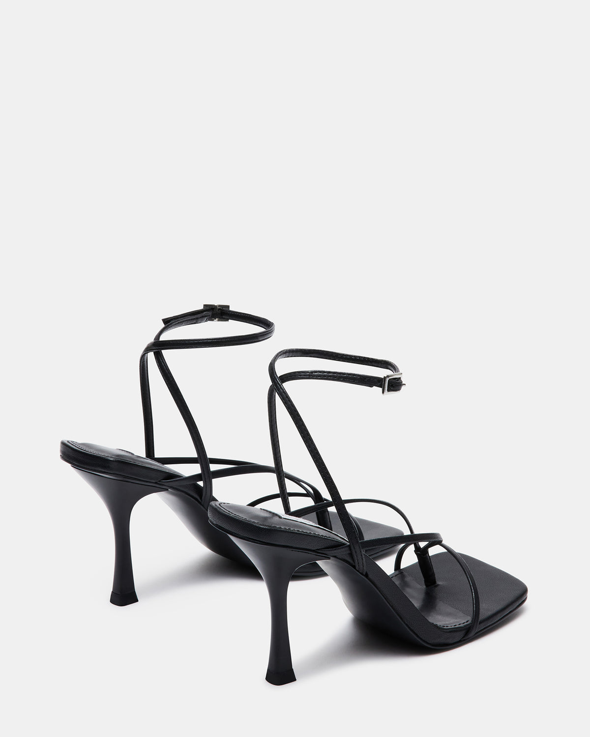 ANNIE Black Women's Strappy Square Toe Heel | Steve Madden
