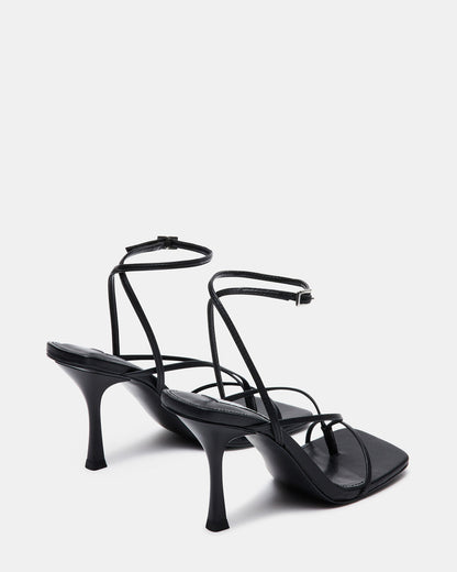 ANNIE Black Women's Strappy Square Toe Heel | Steve Madden