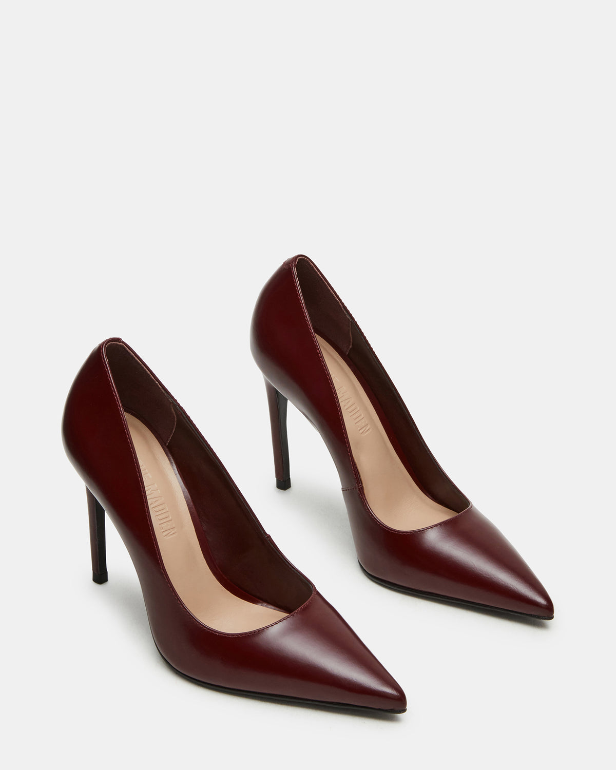 NOIR Wine Leather Pointed-Toe Stiletto Pump Women's Heels | Steve Madden