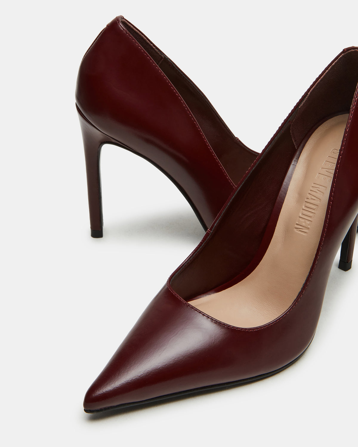 NOIR Wine Leather Pointed-Toe Stiletto Pump Women's Heels | Steve Madden